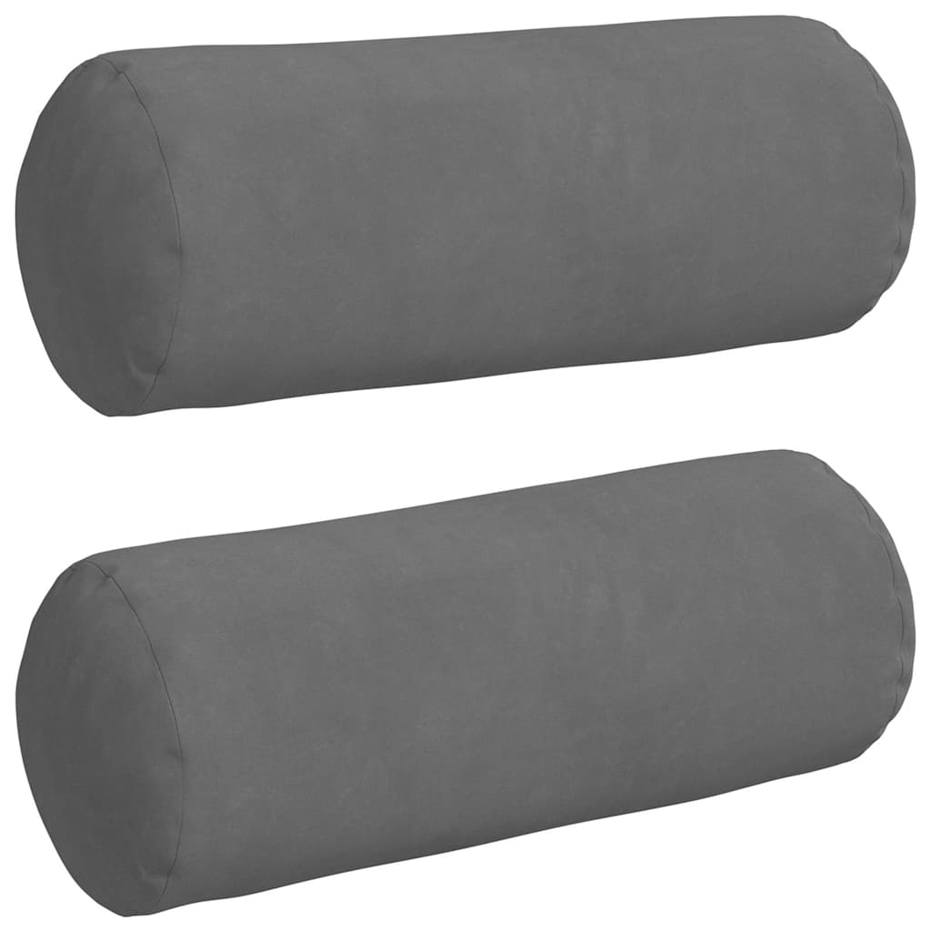 Bolsterkissen 2 pcs Dunkelgrau Ø 15 x 40 cm Mikrofaserstoff