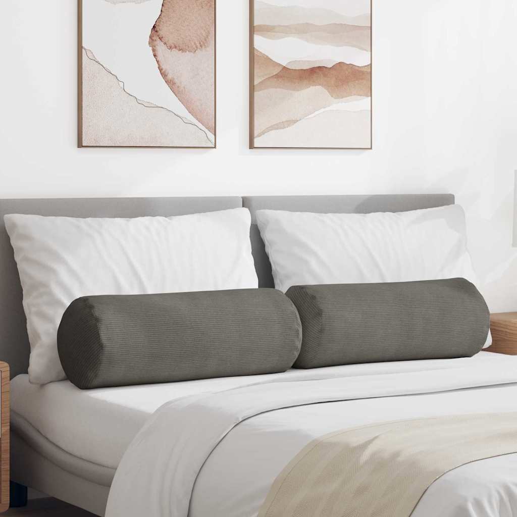 Bolsterkissen 2 pcs Hellgrau Ø 25 x 70 cm Cordstoff