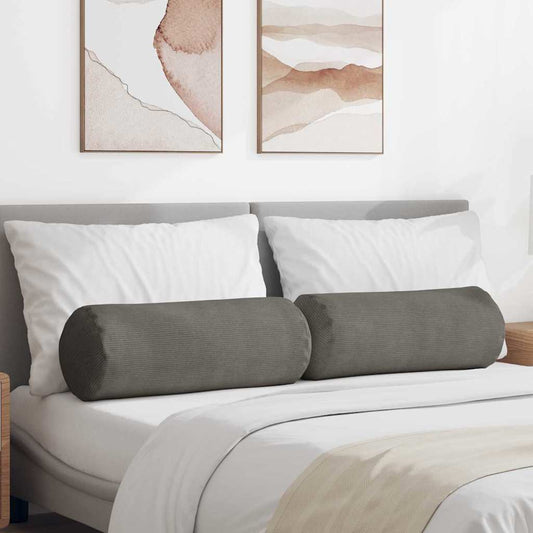 Bolsterkissen 2 pcs Hellgrau Ø 25 x 70 cm Cordstoff