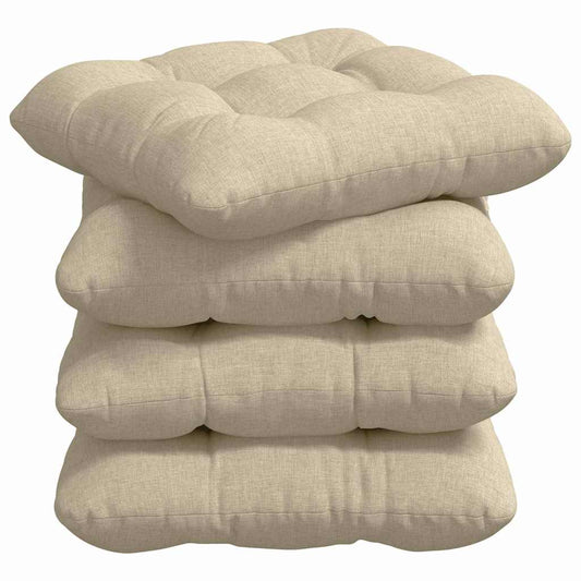 Sitzkissen 4 pcs Creme 40 x 40 x 12 cm Stoff