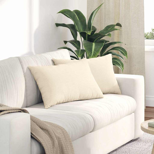 Sofakissen 2 pcs Creme 60 x 40 cm Cordstoff
