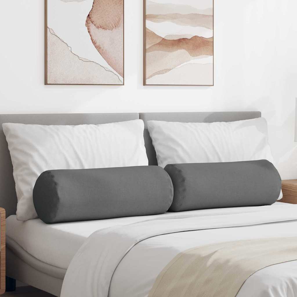 Bolsterkissen 2 pcs Dunkelgrau Ø 25 x 70 cm Stoff