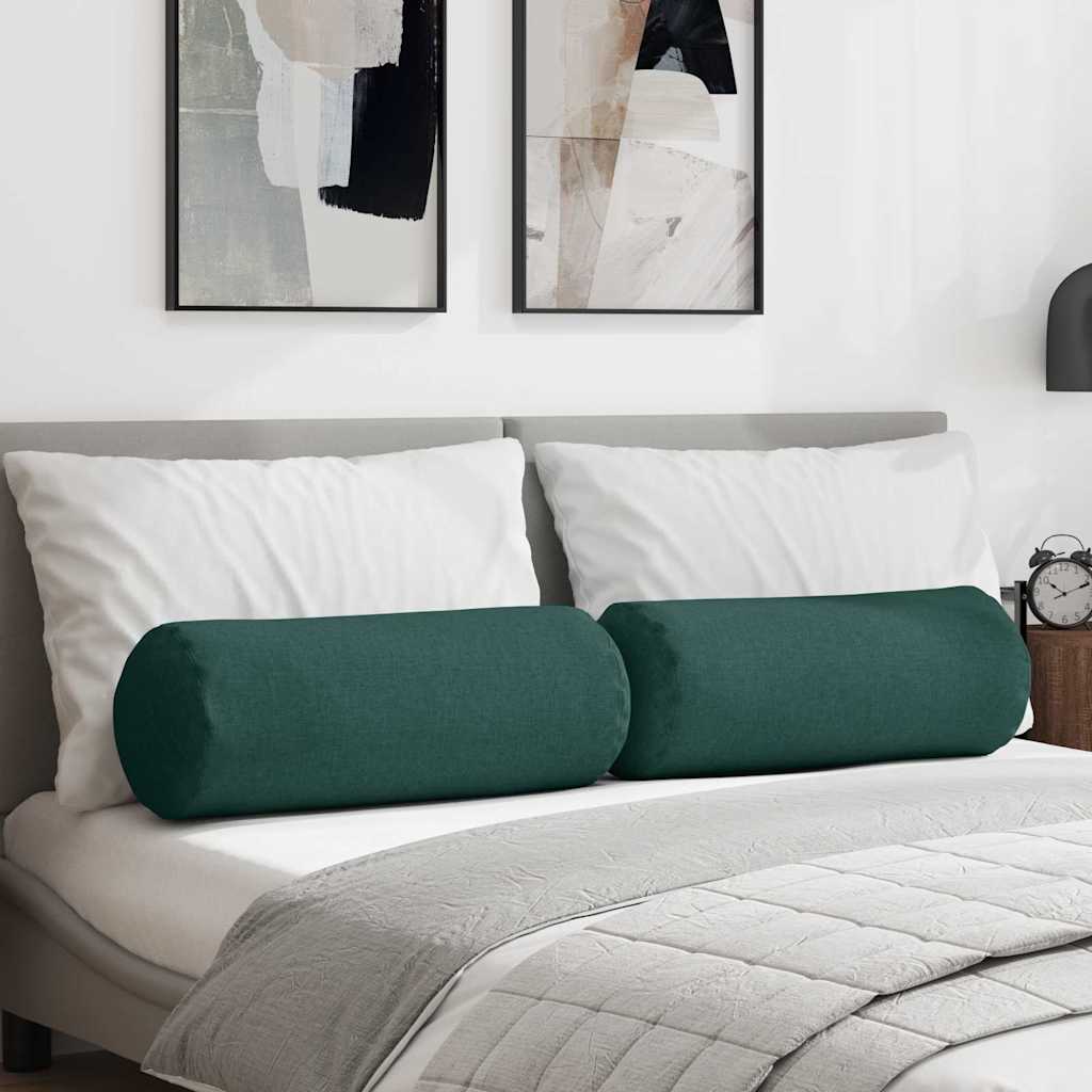 Bolsterkissen 2 pcs Dunkelgrün Ø 25 x 70 cm Stoff