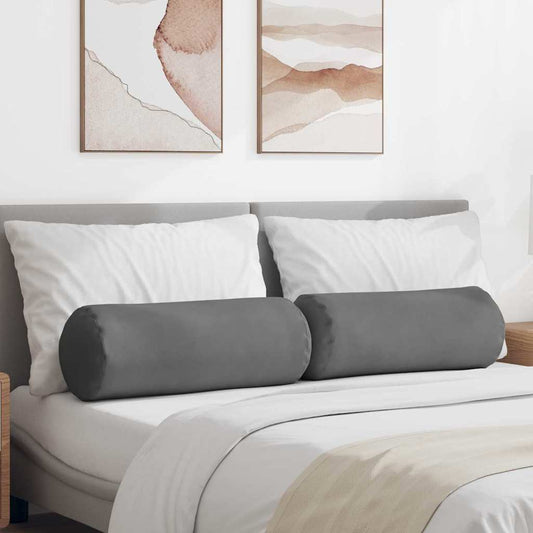 Bolsterkissen 2 pcs Dunkelgrau Ø 25 x 70 cm Mikrofaserstoff