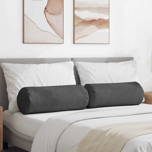 Bolsterkissen 2 pcs Dunkelgrau Ø 25 x 70 cm Cordstoff