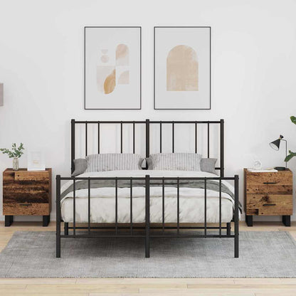 Nachttisch 2 pcs Altes Holz und Schwarz 40 x 35 x 47,5 cm