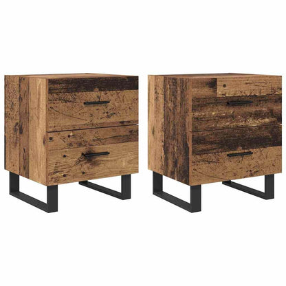 Nachttisch 2 pcs Altes Holz und Schwarz 40 x 35 x 47,5 cm