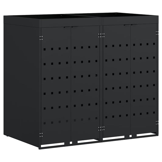 Wagenmüllbehälter für 2 Behälter Schwarz 136 x 77,5 x 121,5 cm