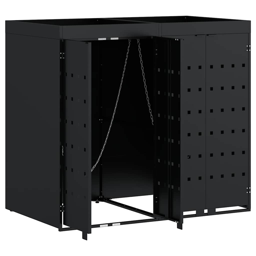 Wagenmüllbehälter für 2 Behälter Schwarz 136 x 77,5 x 121,5 cm
