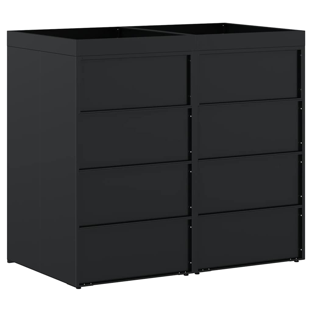 Wagenmüllbehälter für 2 Behälter Schwarz 136 x 77,5 x 121,5 cm