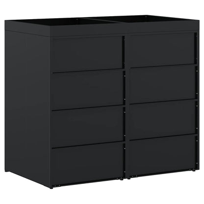 Wagenmüllbehälter für 2 Behälter Schwarz 136 x 77,5 x 121,5 cm