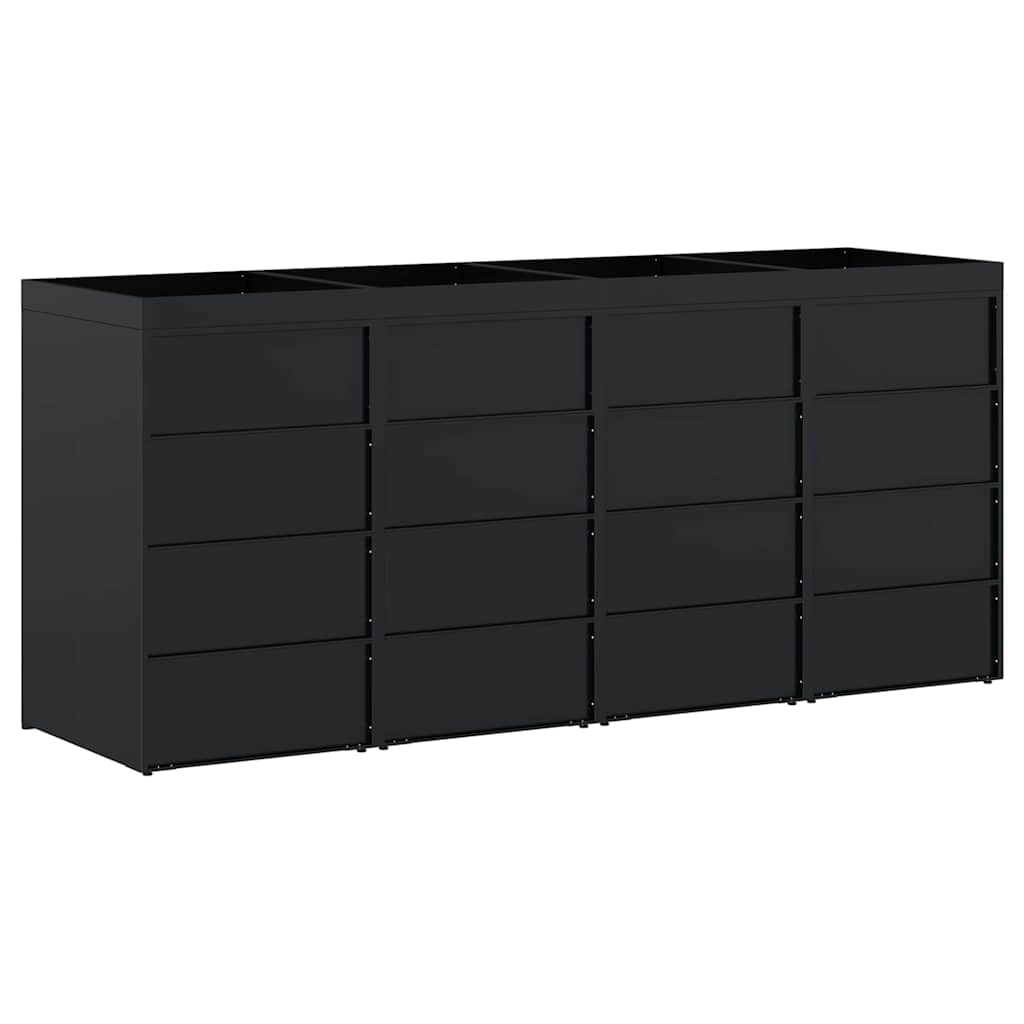 Wagenmüllbehälter für 4 Behälter Schwarz 272 x 77,5 x 121,5 cm