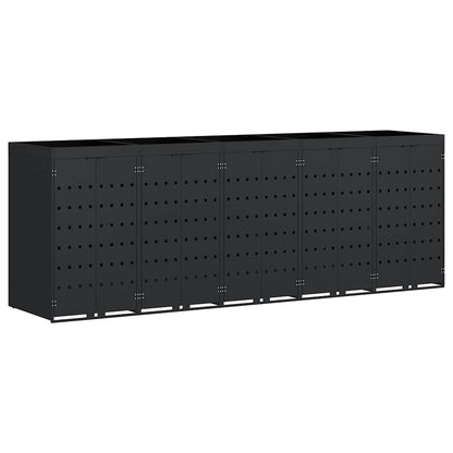 Wagenmüllbehälter für 5 Behälter Schwarz 340 x 77,5 x 121,5 cm