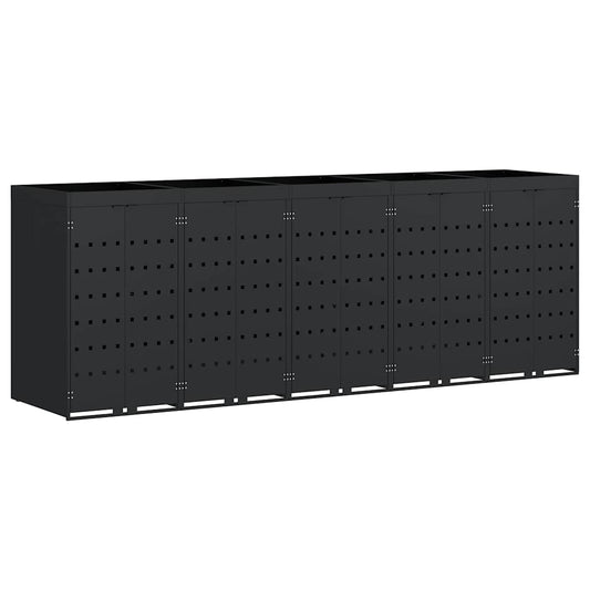 Wagenmüllbehälter für 5 Behälter Schwarz 340 x 77,5 x 121,5 cm