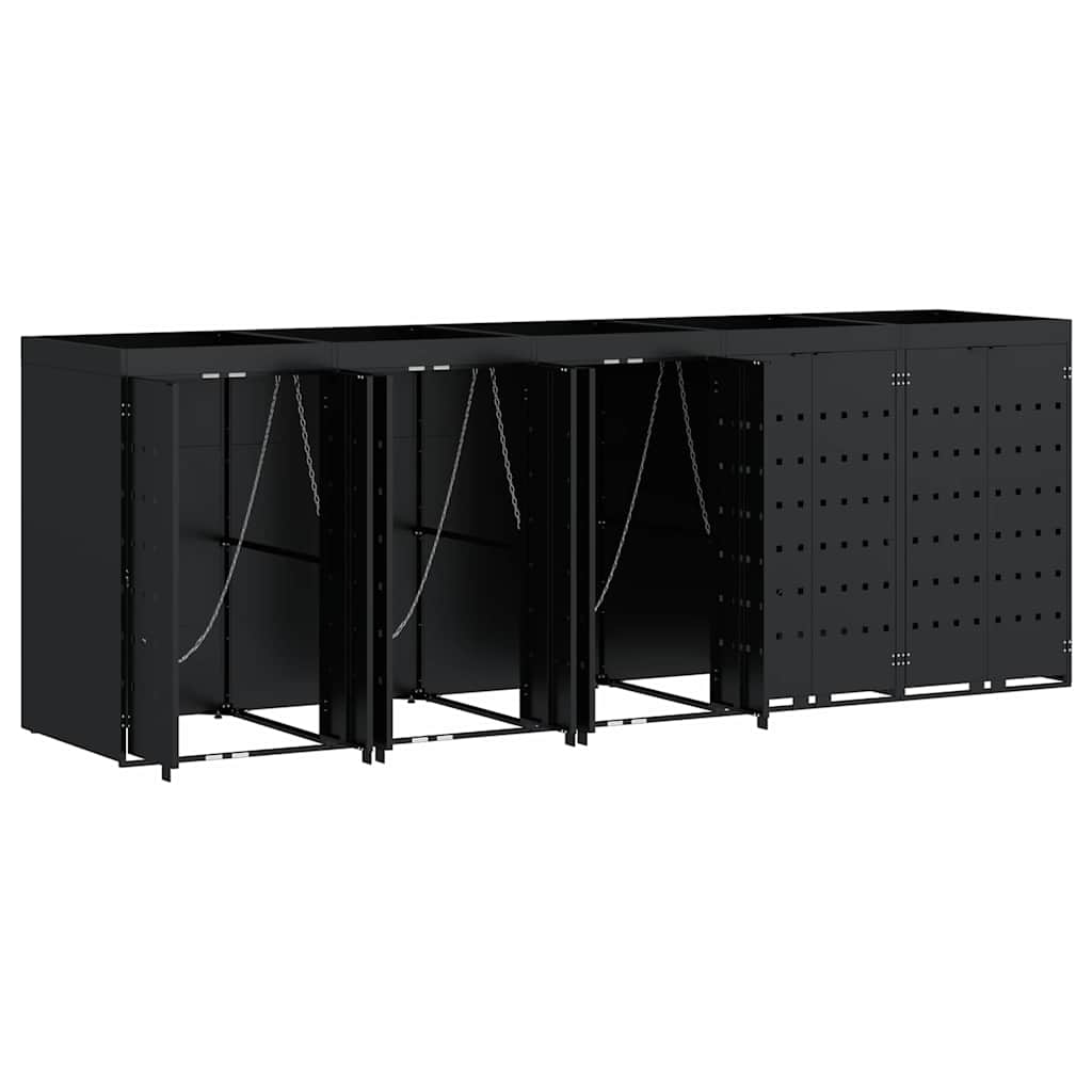Wagenmüllbehälter für 5 Behälter Schwarz 340 x 77,5 x 121,5 cm
