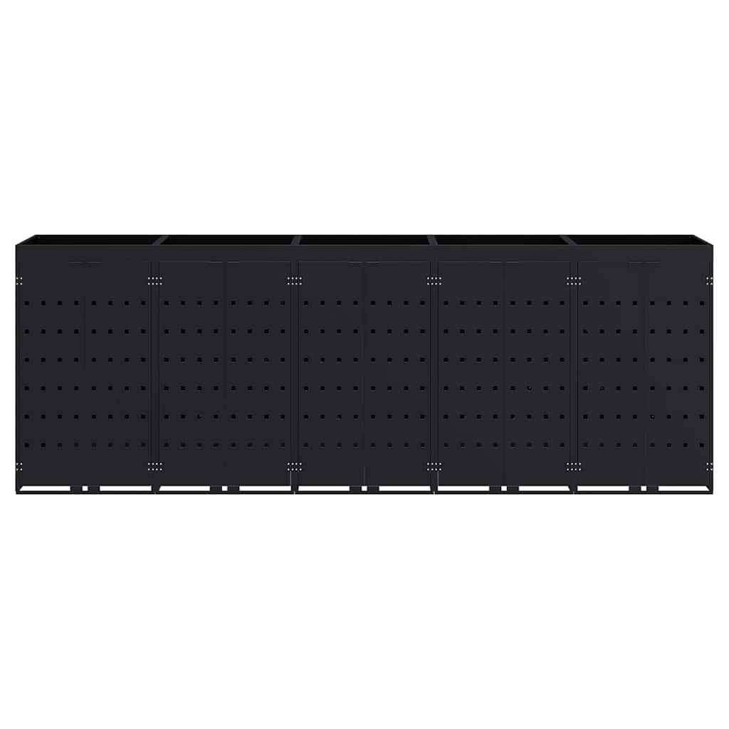 Wagenmüllbehälter für 5 Behälter Schwarz 340 x 77,5 x 121,5 cm