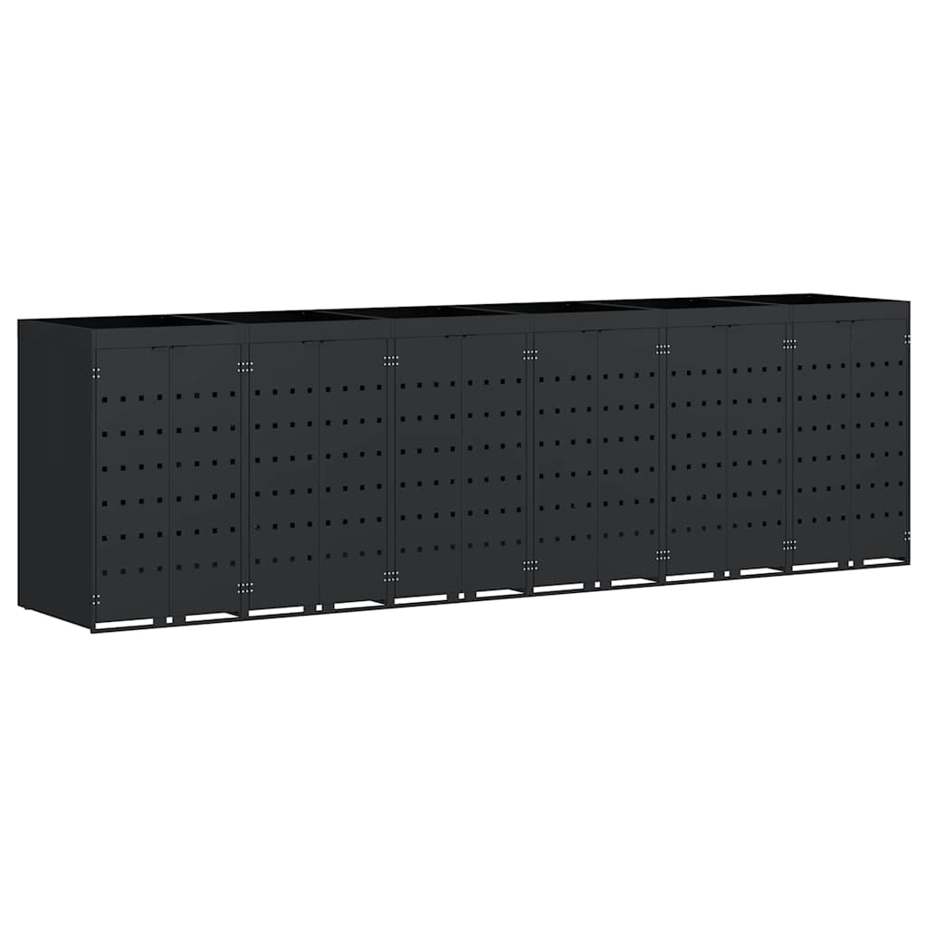 Wagenmüllbehälter für 6 Behälter Schwarz 408 x 77,5 x 121,5 cm