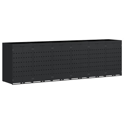 Wagenmüllbehälter für 6 Behälter Schwarz 408 x 77,5 x 121,5 cm