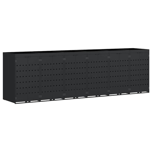 Wagenmüllbehälter für 6 Behälter Schwarz 408 x 77,5 x 121,5 cm