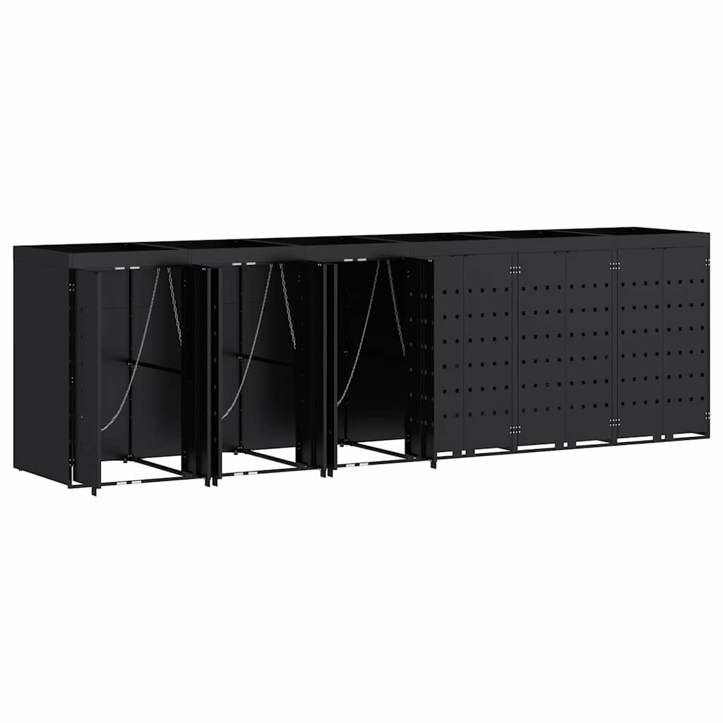 Wagenmüllbehälter für 6 Behälter Schwarz 408 x 77,5 x 121,5 cm