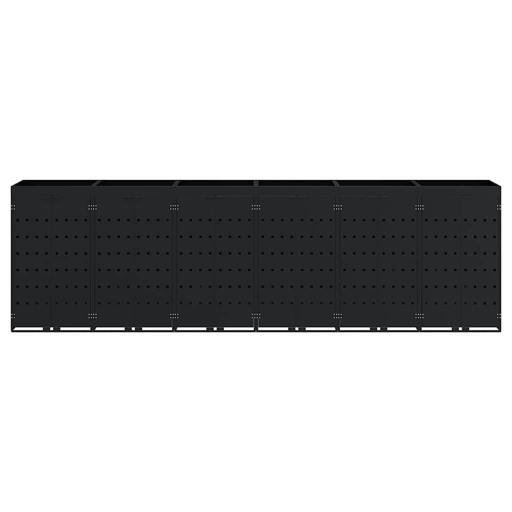 Wagenmüllbehälter für 6 Behälter Schwarz 408 x 77,5 x 121,5 cm