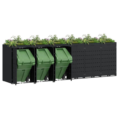 Wagenmüllbehälter für 6 Behälter Schwarz 408 x 77,5 x 121,5 cm