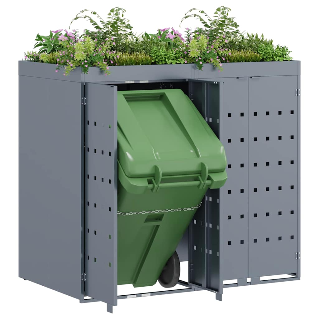 Wagenmüllbehälter für 2 Behälter Hellgrau 136 x 77,5 x 121,5 cm