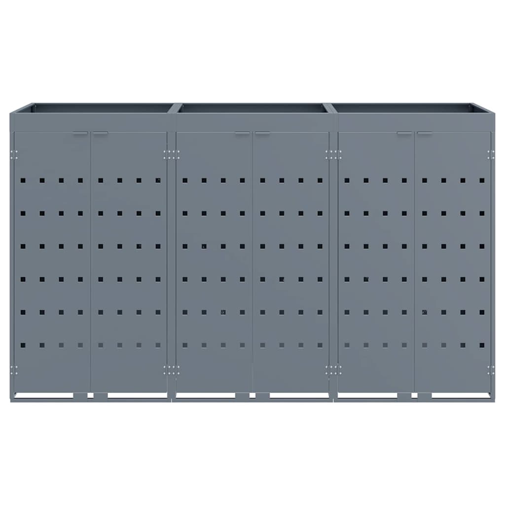 Wagenmüllbehälter für 3 Behälter Hellgrau 204 x 77,5 x 121,5 cm