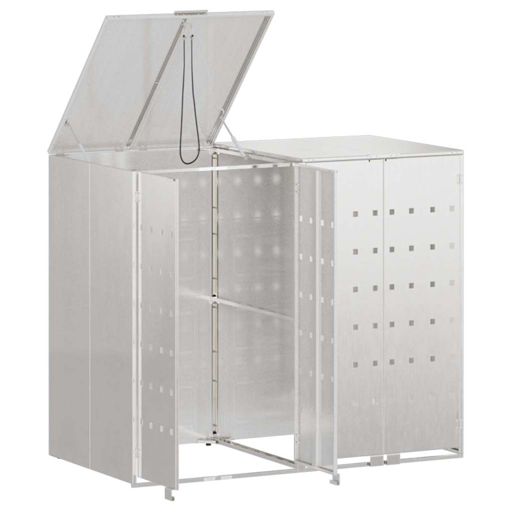 Wagenmüllbehälter für 2 Behälter Silber 136 x 77,5 x 115,5 cm