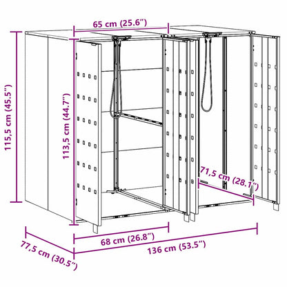 Wagenmüllbehälter für 2 Behälter Silber 136 x 77,5 x 115,5 cm