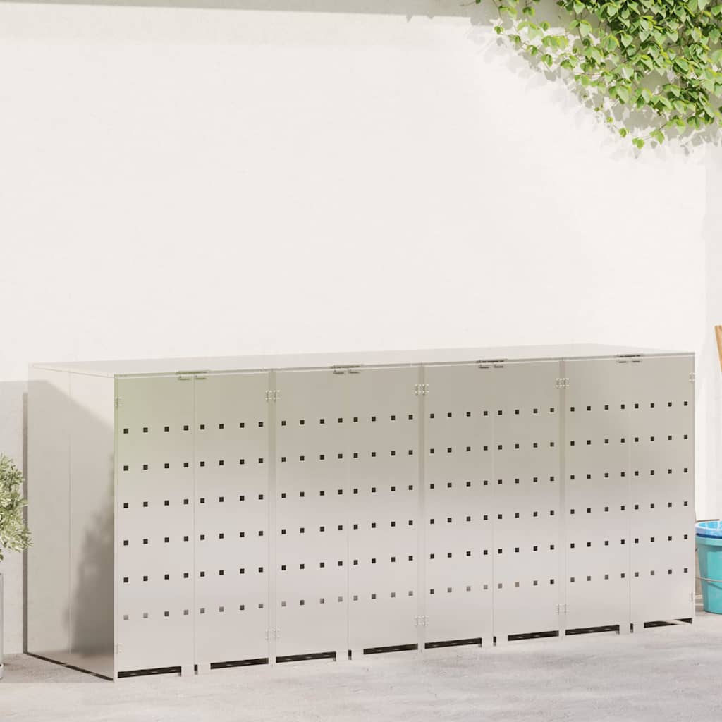 Wagenmüllbehälter für 4 Behälter Silber 272 x 77,5 x 115,5 cm