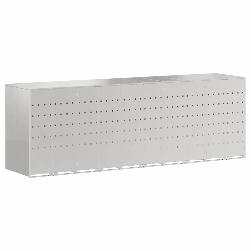 Wagenmüllbehälter für 5 Behälter Silber 340 x 77,5 x 115,5 cm