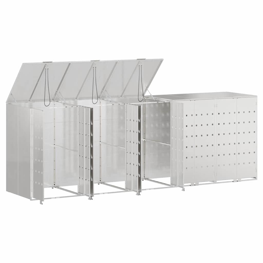 Wagenmüllbehälter für 5 Behälter Silber 340 x 77,5 x 115,5 cm