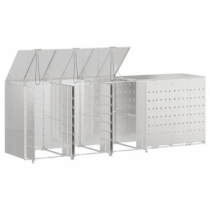 Wagenmüllbehälter für 5 Behälter Silber 340 x 77,5 x 115,5 cm