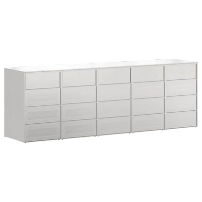 Wagenmüllbehälter für 5 Behälter Silber 340 x 77,5 x 115,5 cm