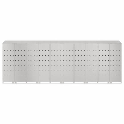Wagenmüllbehälter für 5 Behälter Silber 340 x 77,5 x 115,5 cm