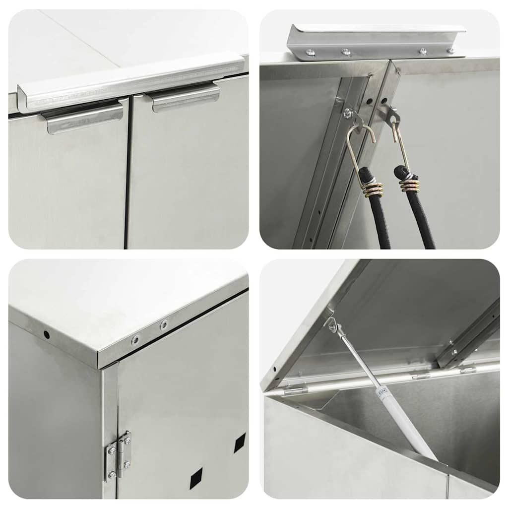 Wagenmüllbehälter für 6 Behälter Silber 408 x 77,5 x 115,5 cm