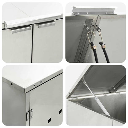 Wagenmüllbehälter für 6 Behälter Silber 408 x 77,5 x 115,5 cm