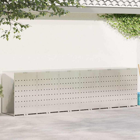 Wagenmüllbehälter für 6 Behälter Silber 408 x 77,5 x 115,5 cm