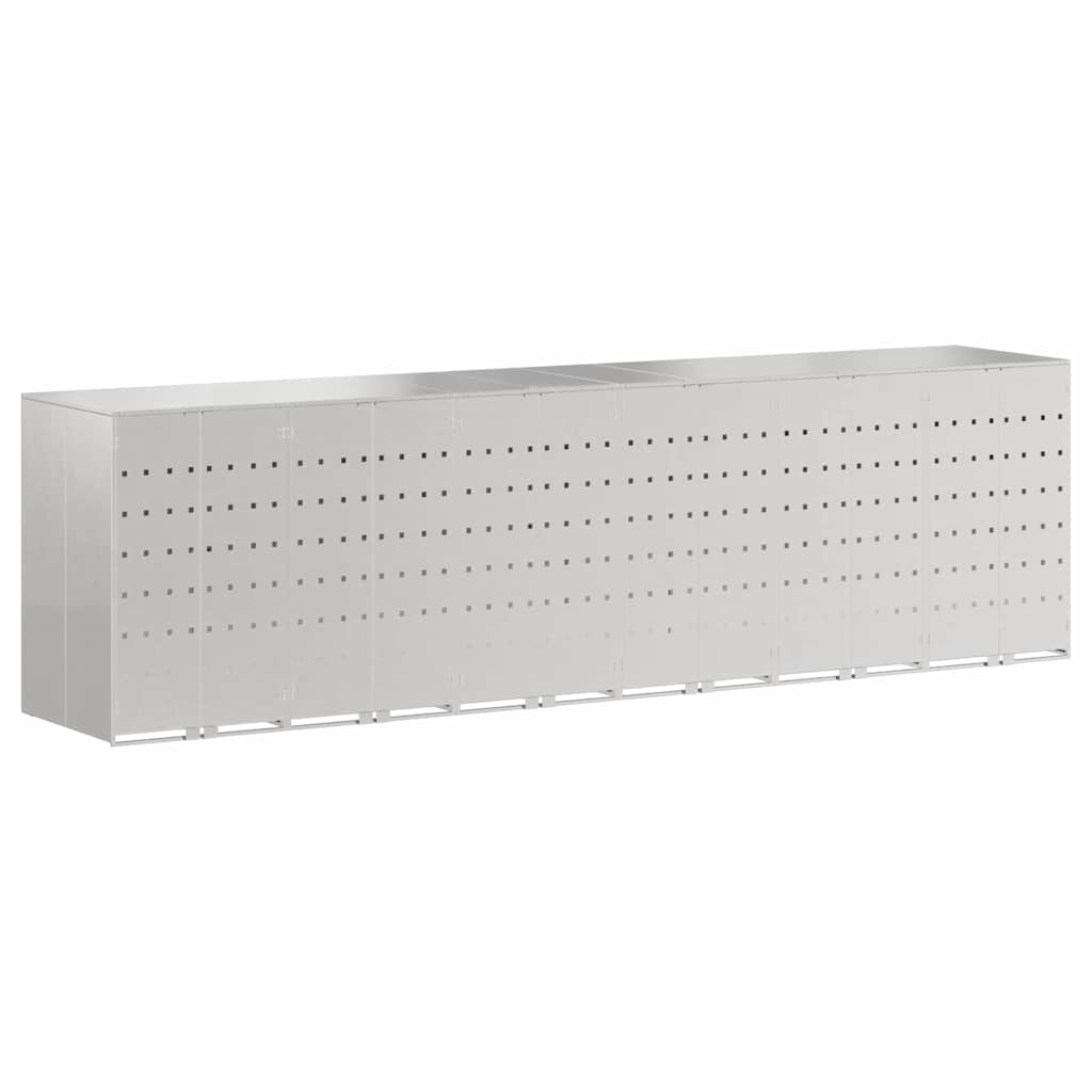 Wagenmüllbehälter für 6 Behälter Silber 408 x 77,5 x 115,5 cm