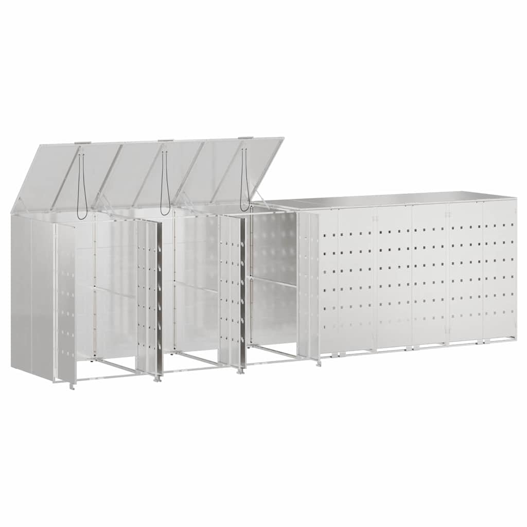 Wagenmüllbehälter für 6 Behälter Silber 408 x 77,5 x 115,5 cm