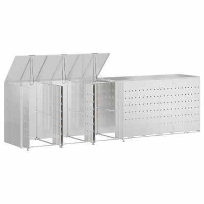 Wagenmüllbehälter für 6 Behälter Silber 408 x 77,5 x 115,5 cm