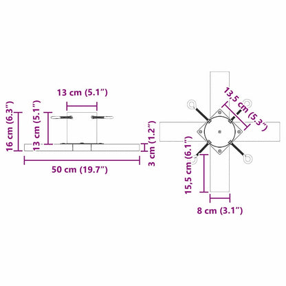 Weihnachtsbaumständer Weiß 50 x 50 x 16 cm Massives Kiefernholz