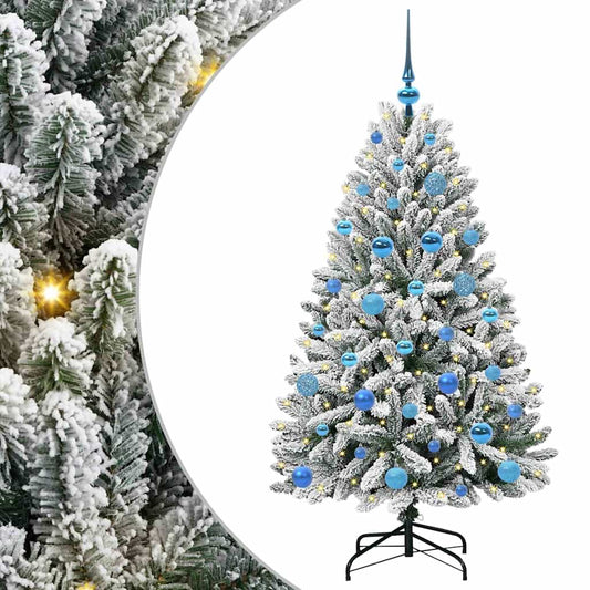 Künstlicher Weihnachtsbaum Grün und Weiß 150 cm PVC und Metall