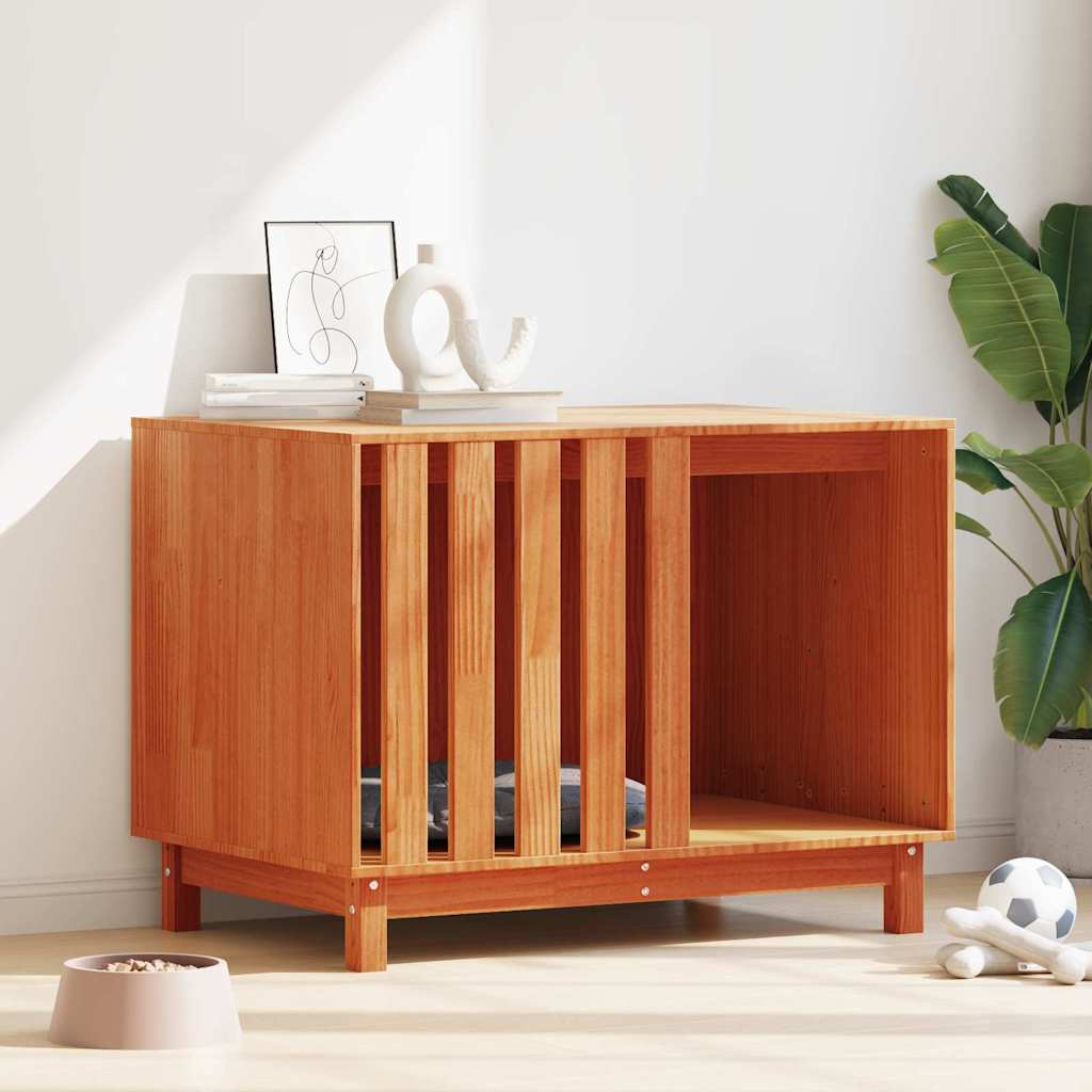 Hundehütte Wachsbraun 100 x 70 x 70 cm Massives Kiefernholz