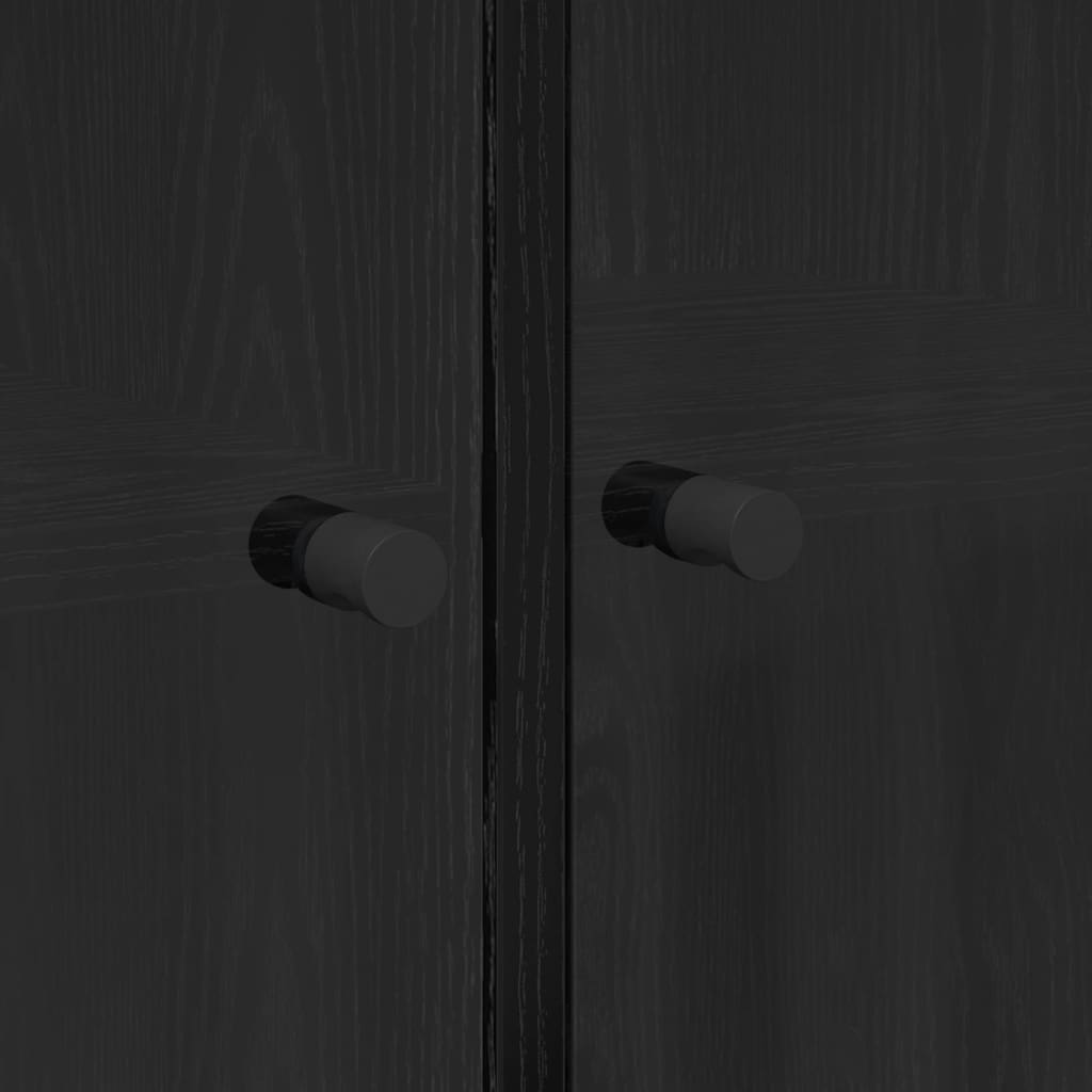 Highboard Schwarz Eichen-Optik 68 x 37 x 142 cm Holzwerkstoff