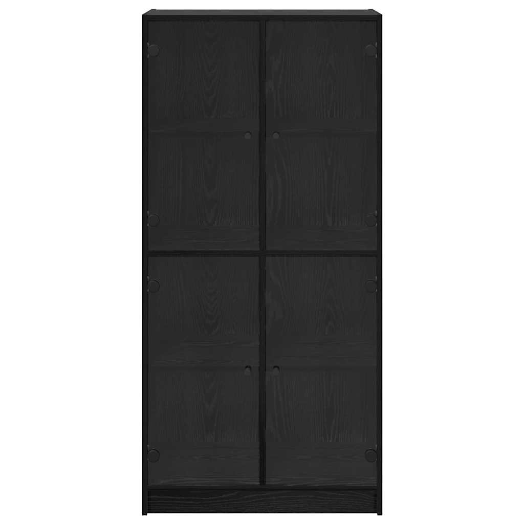 Highboard Schwarz Eichen-Optik 68 x 37 x 142 cm Holzwerkstoff