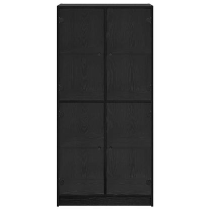 Highboard Schwarz Eichen-Optik 68 x 37 x 142 cm Holzwerkstoff