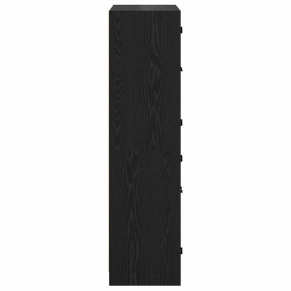 Highboard Schwarz Eichen-Optik 68 x 37 x 142 cm Holzwerkstoff