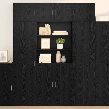 Highboard Schwarz Eichen-Optik 80 x 42,5 x 185 cm Holzwerkstoff